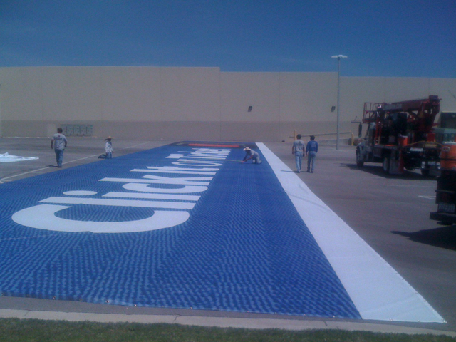 Click It or Ticket - 32'x 192'7'' Banner on the ground