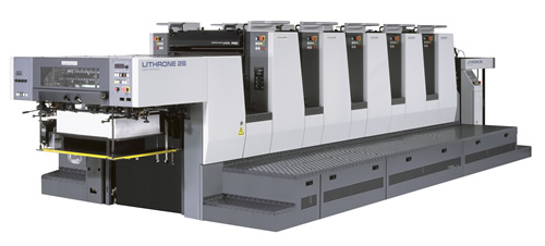 Komori 5-color 28 x 40 with Aqueous Coater