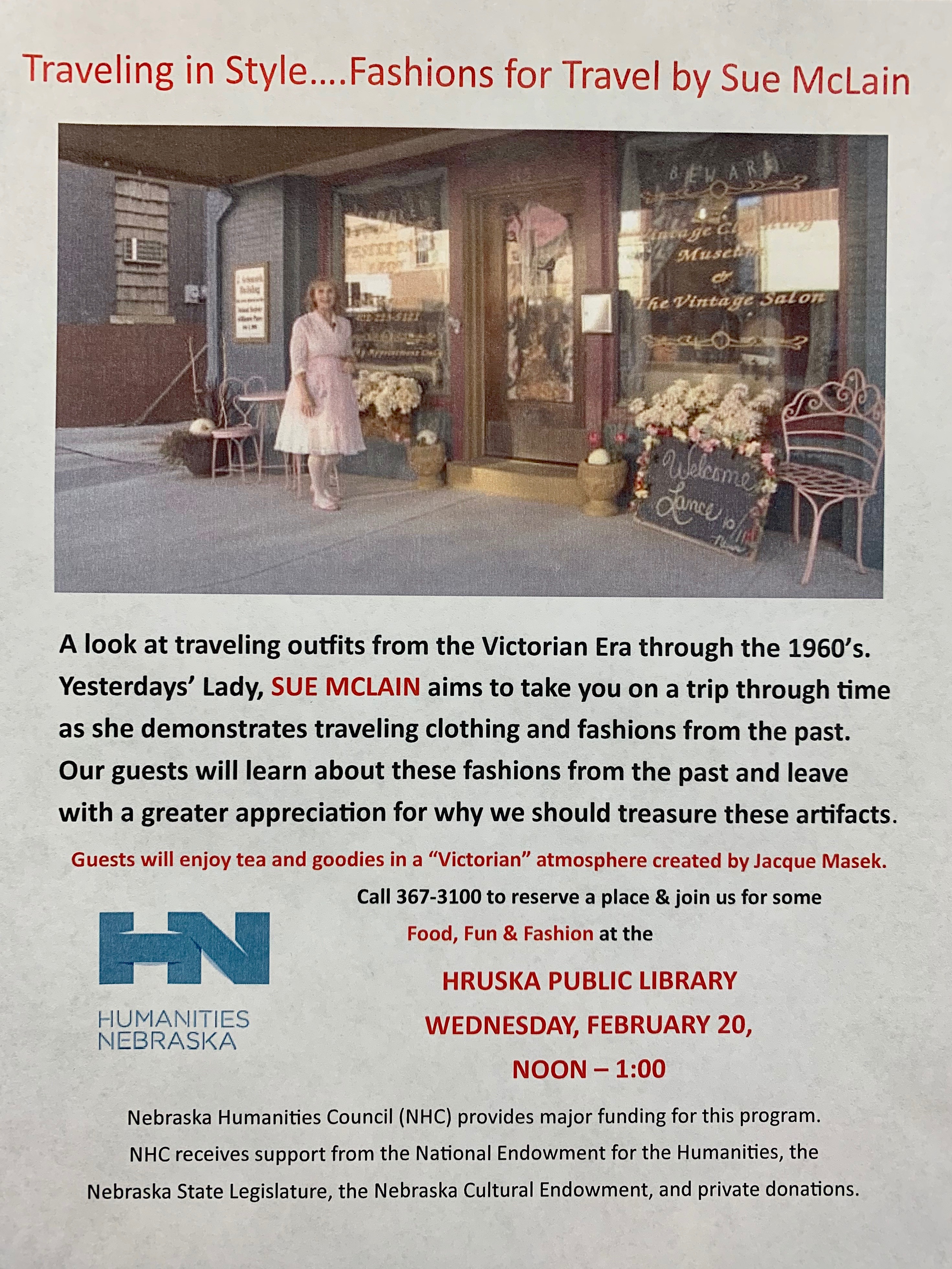 Hruska Public Library - Food For Thought -- Sue McLain, A Victoria Tea