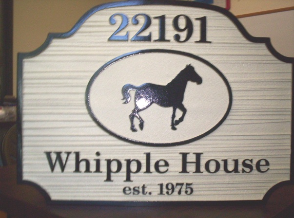 P25413 - Sandblasted Wood Horse Farm Sign with Silhouette of Horse