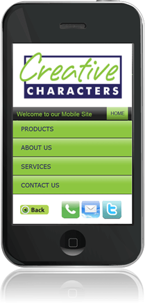 creative characters mobile website