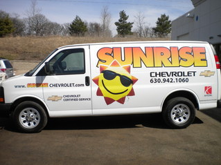 Partially wrapped van