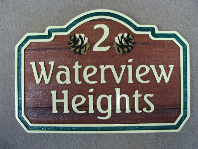 M3031 - CNC Routed Redwood Address Plaque