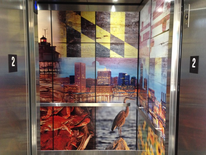 View from inside of elevator wrap at Strategic Factory in Owings Mills, Maryland