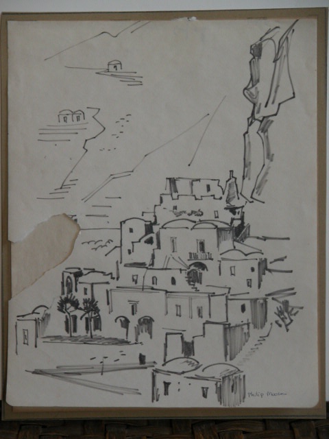 Sketch of a Village Against a Cliff