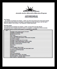 School Supply List 2010-2011