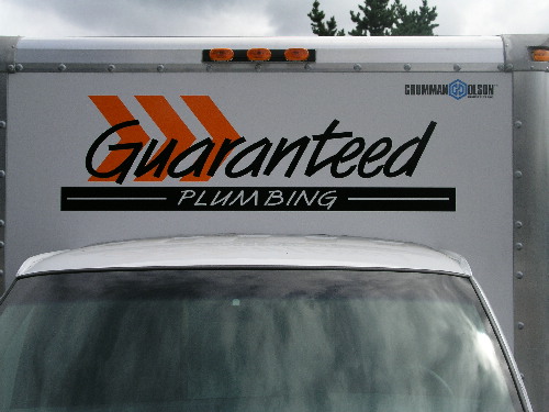 Guaranteed plumbing truck front