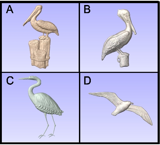 L21912 - Carved Sea Birds (Pelicans, Blue Heron, Seagull)