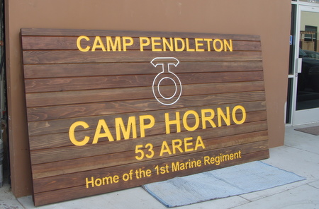 M8055 - Large Rustic Wooden Entrance Sign for Marine Base