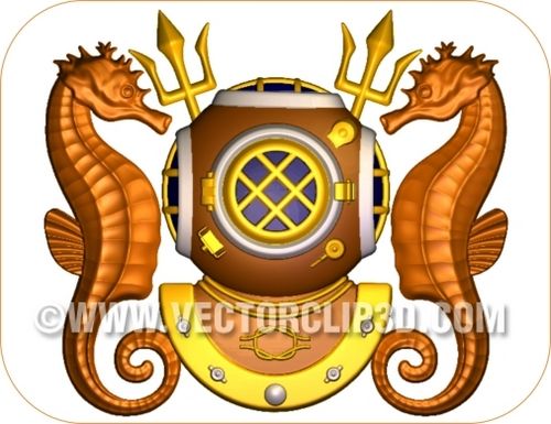 V31399 - Navy Diver Emblem, Carved in 3D from Wood or HDU