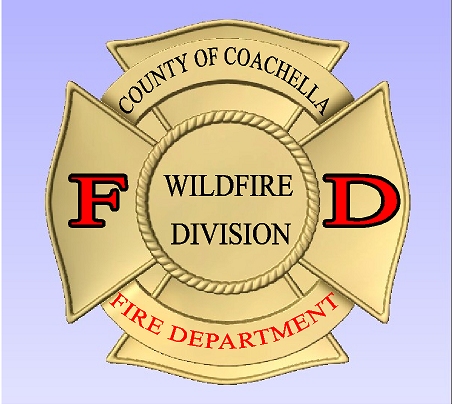 XZ33505 - Carved Wood Wall Plaque of the Badge of the Fire Department (Wildfire Division) of Coachello County, California