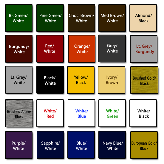 ENGRAVED PLASTIC COLORS