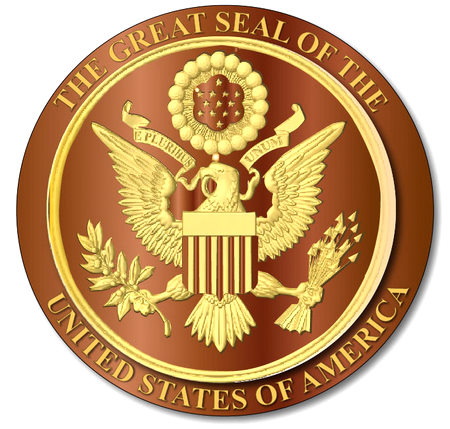 U30050 - Gold on Stained Mahogany Carved 3D Great Seal Wall Plaque