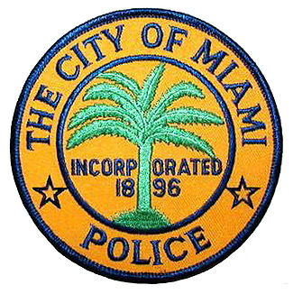 X33430 - Carved Wood Wall Plaque of Miami Police Dept Shoulder Patch 