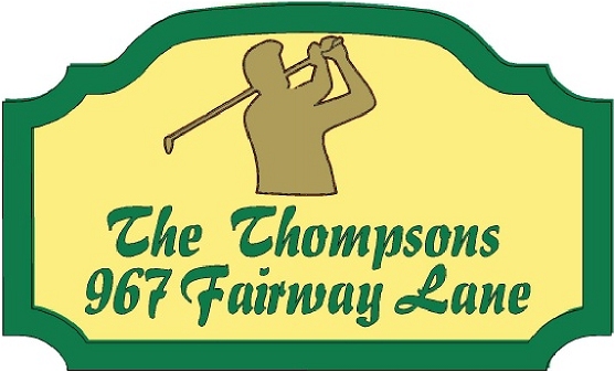 M1270 -  Welcome/Name/Address Plaque with Golfer