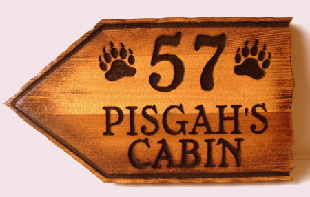 M22205  - Rustic Sandblasted Cedar Wood Cabin Directional Sign