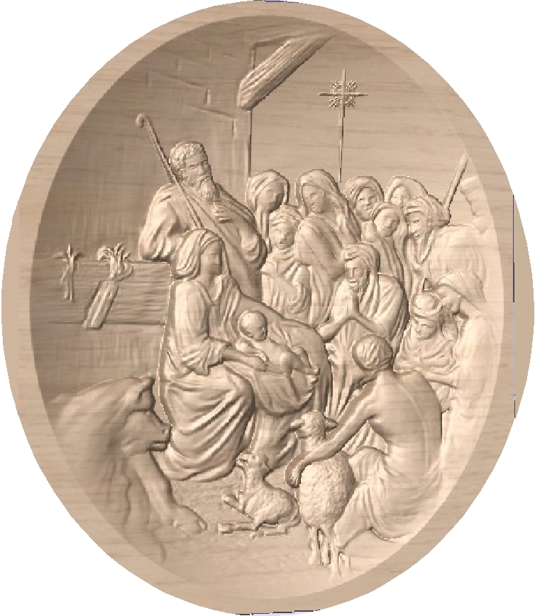 D13352 - Carved Alder Wood Bas-Relief Plaque, Inset