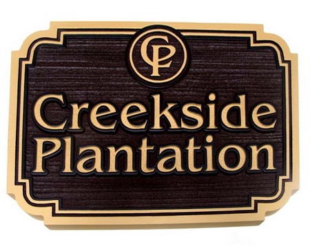 I18039 - Estate Carved Wood Entrance Sign, "Creekside Plantation"