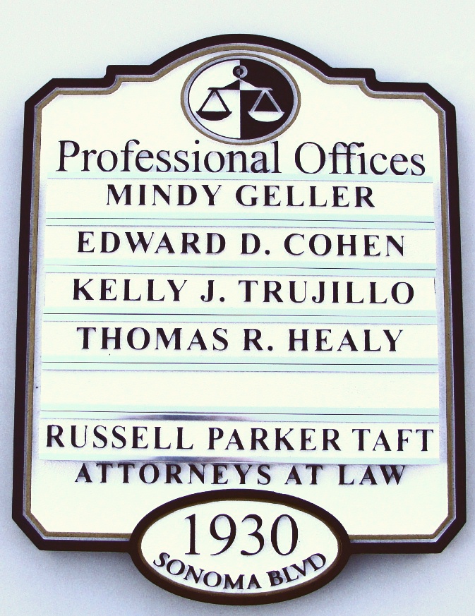 A10170 - Law Office Directory Sign with Changeable Nameplates