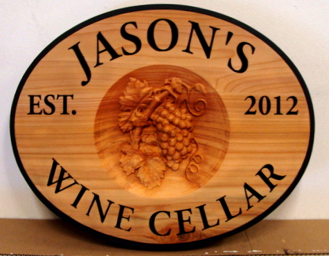WP5370 - Wine Cellar Plaque, Personalized, 3-D Stained Cedar