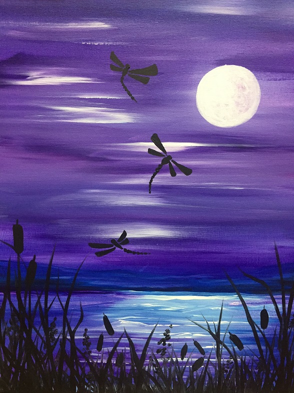 "Dragonfly Moon" Corks & Canvas Class with Linda Anderson