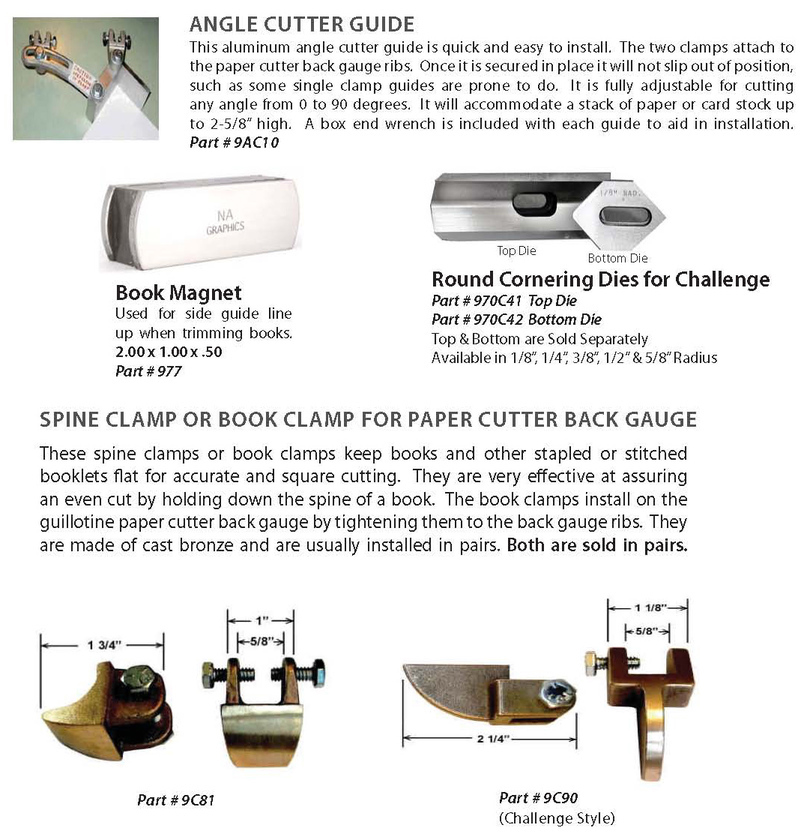 Round Corner Dies, Angle Cutter Guide, Spine Clamp
