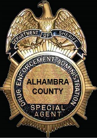 X33403- Carved Wood Wall Plaque of Police Badge for Alhambra County DEA Special Agent 