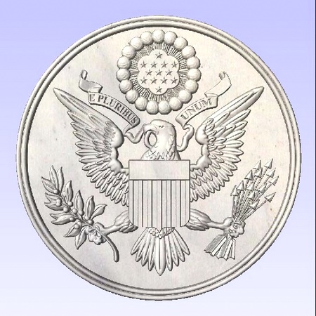 U30045 - Silver 3D Carved HDU Great Seal Wall Plaque