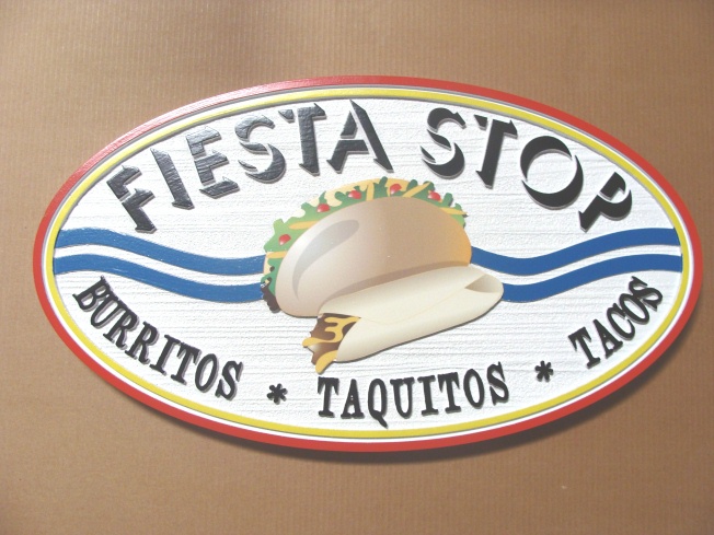 Q25515 - Burrito, Cafeteria Interior Hanging Sign