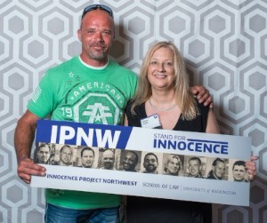 Innocence Project Northwest Exoneree Jeramie Davis with Executive Director, Anna Tolin