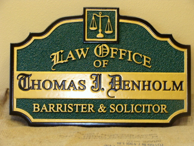 A10055 - Carved Wood Law Office Sign for Barrister & Solicitor