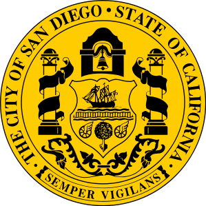 X33154 - Carved Wood Wall Plaque of the Seal of the City of San Diego, California 