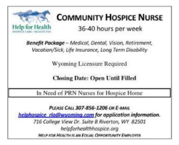 Community Hospice Nurse Needed