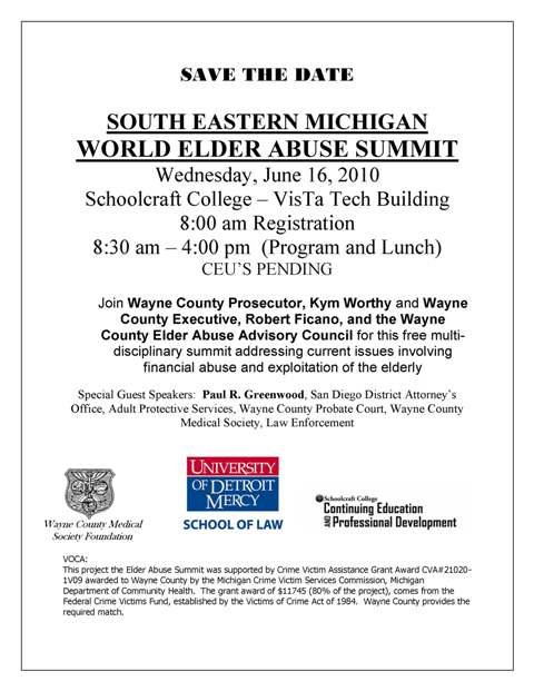 Elder Abuse Summit Flyer