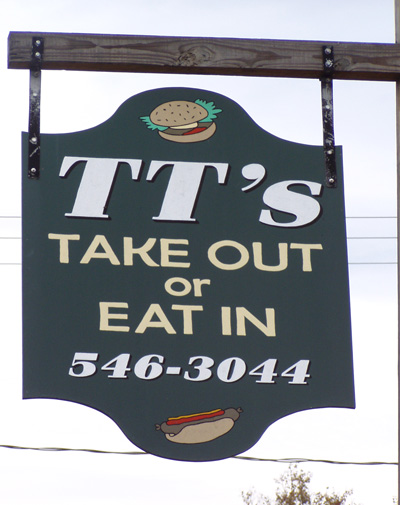 Restaurant road sign