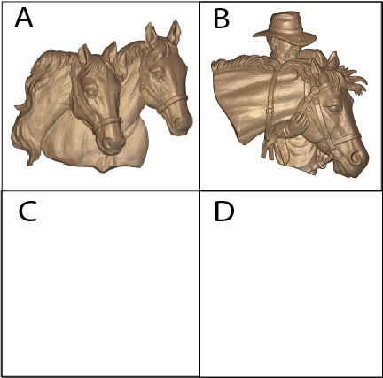 P25917 - Carved 3D Bas-Relief Equine Heads