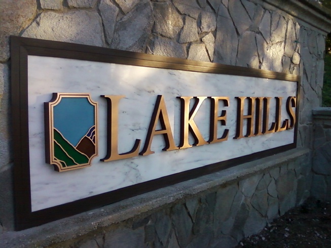 M5001 - Marble-faced Monument Sign with Brass Letters