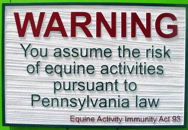 P25260 - Equine Activities Warning Sign - Pennsylvania