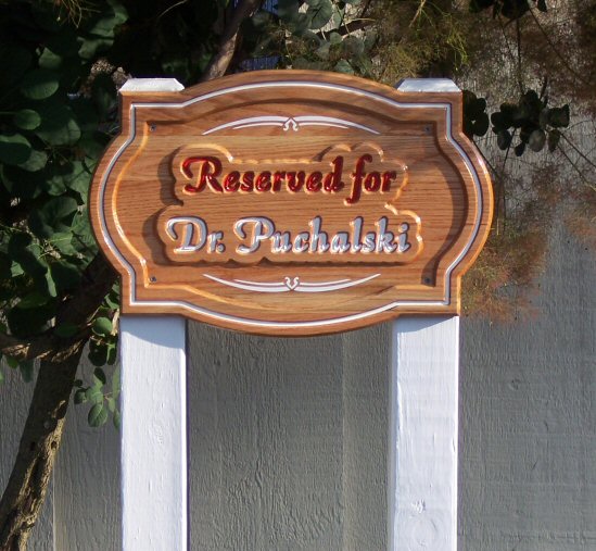 CNC CARVED SIGN, OAK PARKING SIGN