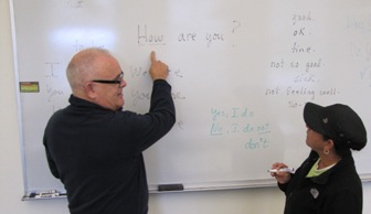 ESL Student with Teacher Dave Hinkle