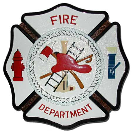 X33580 - Carved Wooden Wall Plaque of Oceanside Fire Department Badge
