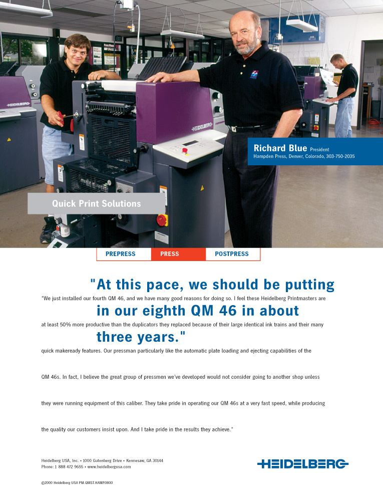 Hampden Press is featured in Heidelberg ad campaign