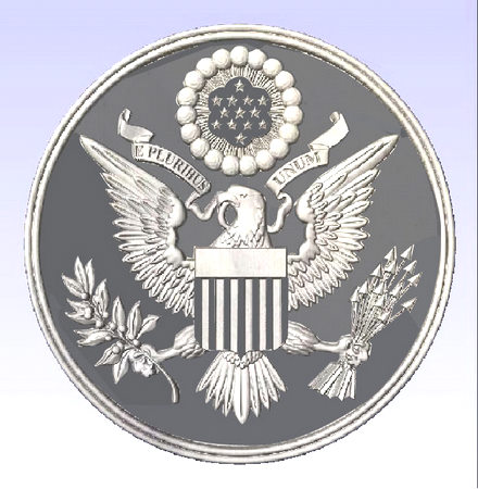 U30043 - Silver on Gray 3D Carved HDU Great Seal Wall Plaque