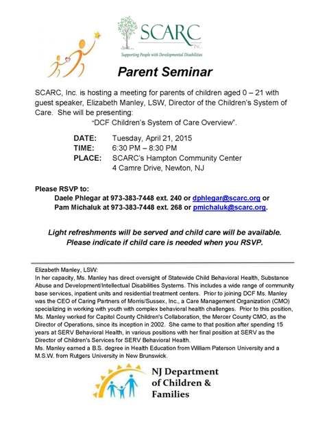 The Arc Of Sussex SCARC Inc Parent Seminar Event Calendar