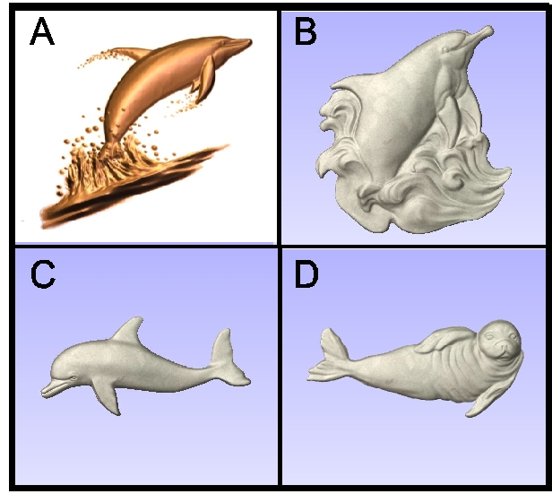 L21908 - Carved Porpoises and Sea Lion