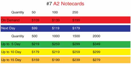 Cover #7: "A2 Note Cards": Folds to 4.25" x 5.5" 4/0