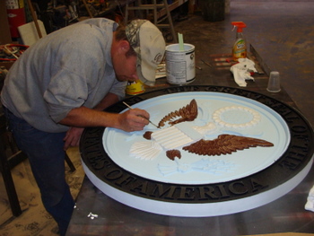 Hand-painting Great Seal of America