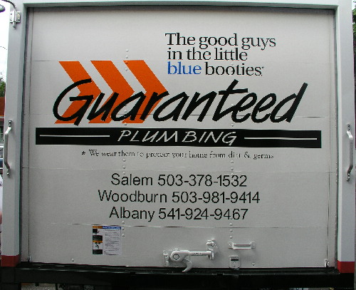 Guaranteed plumbing truck back