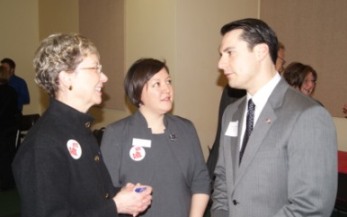 Sen. Mello (right) with constituents