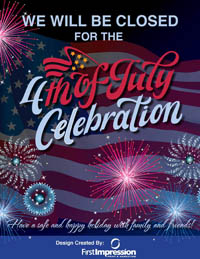 Closed for 4th of July